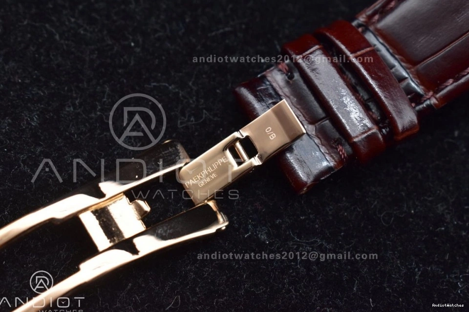 Premium Dial Gray Nautilus GRF Brown Strap 5712 on Best Edition 912 Croco A23J RG SS 0704